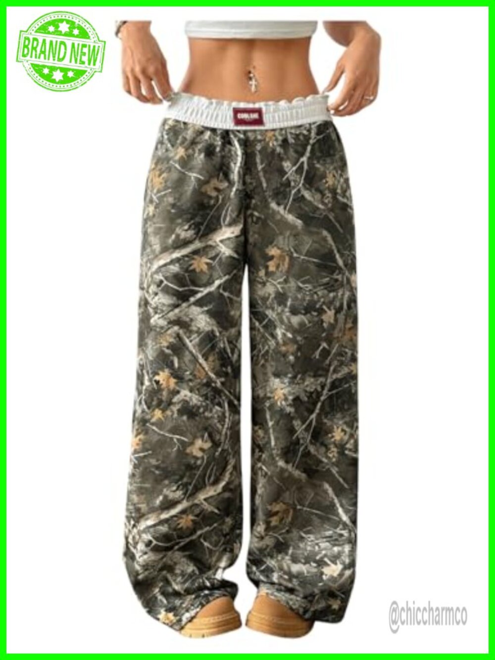Wide Leg Camo Sweatpants High Rise Baggy Workout Streetwear